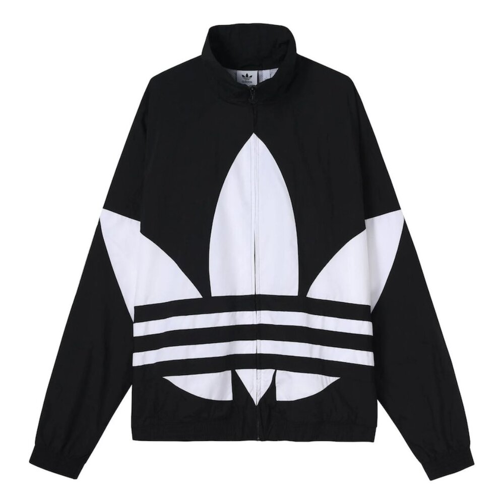 NWT Adidas BIG TREFOIL TRACK Jacket FM9892 Black White L runs XL